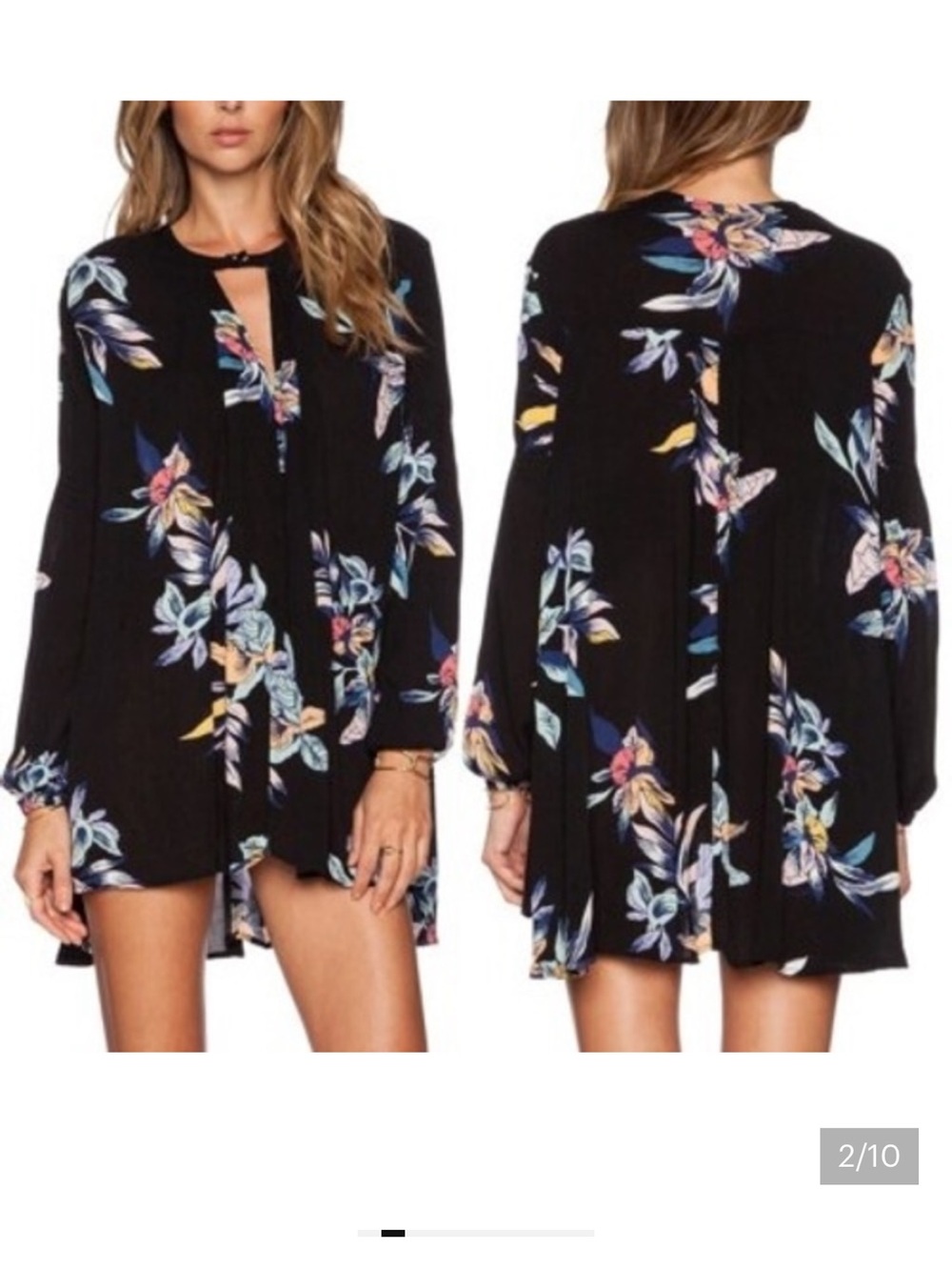 Free People Black Boho Flowy Tunic Dress Size XS